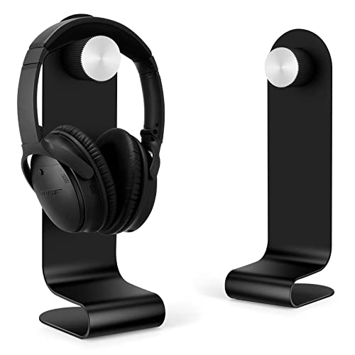 aplslpa Headphone Stand, Headset Stand – Spline – Aluminum Alloy Desk Earphone Stand with one Body Solid Design, for Medium and Small Size Headphone (Licorice Black)