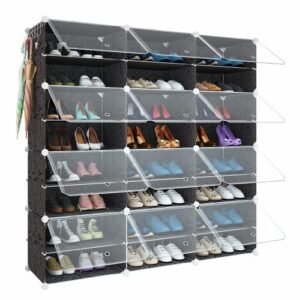 homicker shoe rack organizer, 48 pair shoe storage cabinet with door expandable plastic shoe shelves for heels, boots, slippers,8 tier