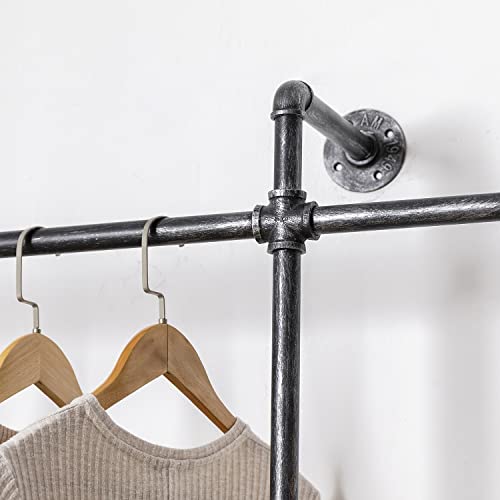Industrial Pipe Clothing Racks with Shelves, Wall Mounted Clothes Racks with Hanging Rod, Heavy Duty Garment Racks, Industrial Retro Steampunk Closet Organizer Hall Tree for Home Retail Store
