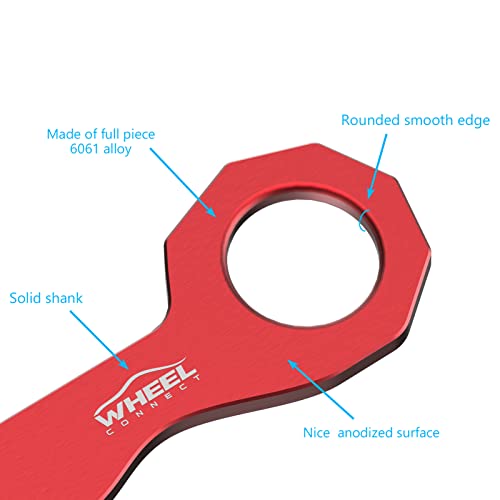 WHEEL CONNECT Rear Tow Hook, Aluminum Alloy Towing Hook, Made of Solid Aluminium, Anodized Red Finish