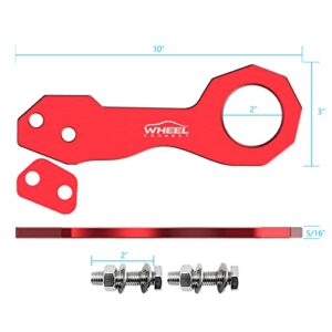 WHEEL CONNECT Rear Tow Hook, Aluminum Alloy Towing Hook, Made of Solid Aluminium, Anodized Red Finish