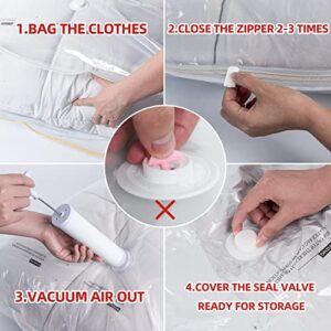 Vacuum bags for clothes 10 Pack (5 Medium, 5 Smaller)Vacuum Storage Bags,Compression Storage Bags for Comforters and Blankets,Vacuum Sealer Bags for Clothes Storage,Save 80% of Space! Hand Pump Included