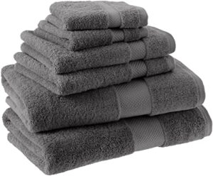 amazon aware 100% organic cotton plush bath towels - 6-piece set, dark gray