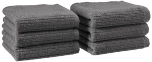 amazon aware 100% organic cotton plush bath towels - washcloths, 6-pack, dark gray