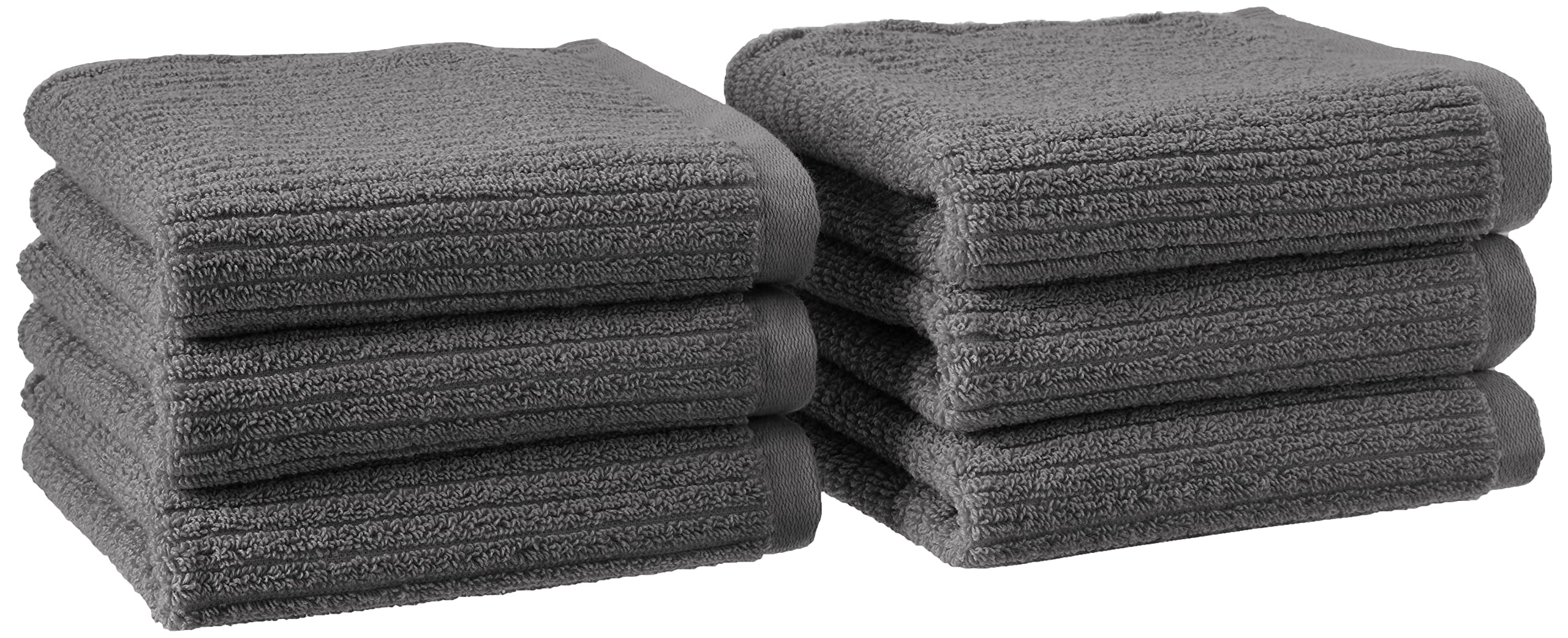 Amazon Aware 100% Organic Cotton Plush Bath Towels - Washcloths, 6-Pack, Dark Gray