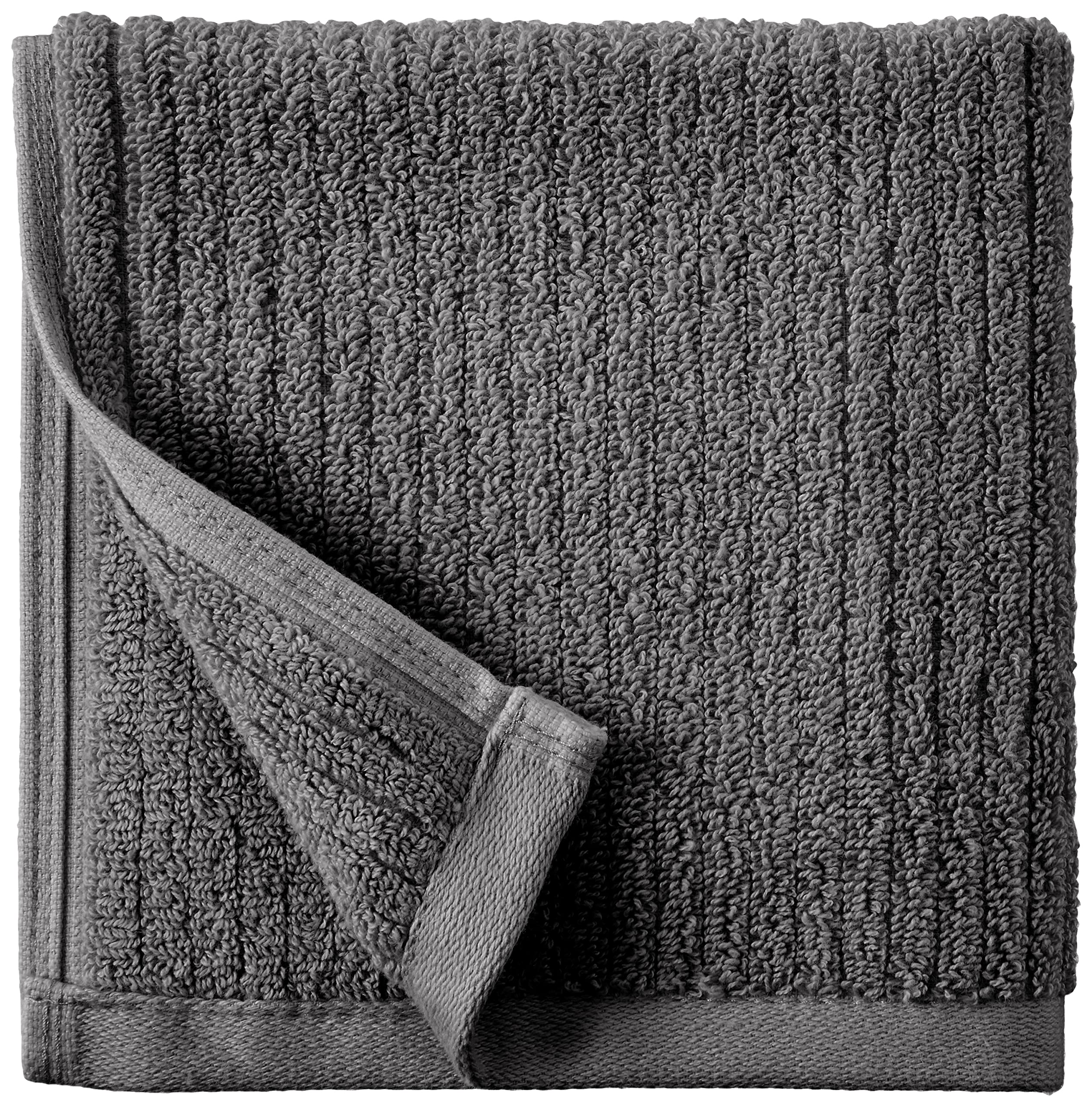 Amazon Aware 100% Organic Cotton Plush Bath Towels - Washcloths, 6-Pack, Dark Gray