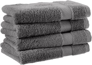 amazon aware 100% organic cotton plush bath towels - hand towels, 4-pack, dark gray
