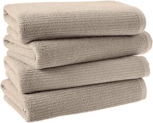 amazon aware 100% organic cotton ribbed bath towels - bath towels, 4-pack, taupe