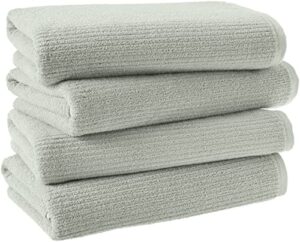 amazon aware 100% organic cotton ribbed bath towels - bath towels, 4-pack, sage green