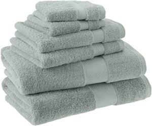 amazon aware 100% organic cotton plush bath towels - 6-piece set, sage green