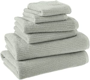 amazon aware 100% organic cotton ribbed bath towels - 6-piece set, sage green