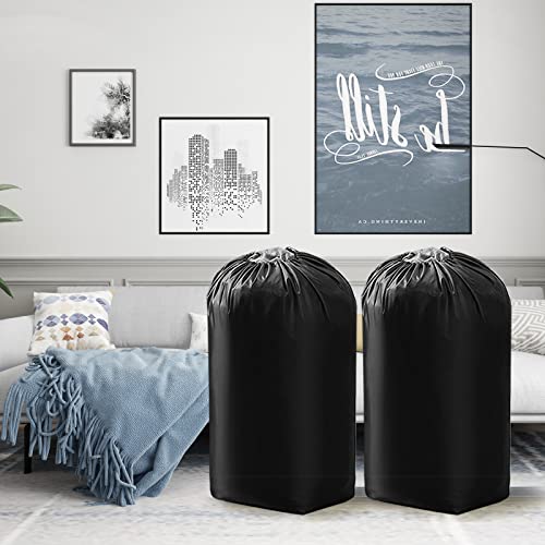 Laundry Bag Travel Extra Large with Drawstring Closure, 130L Blanket Storage Bags, Machine Washable Reusable Clothes Storage Bag for Blankets and Quilts, Toys Organizer(2 Large, Black)