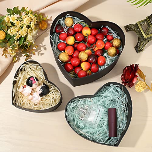 BENECREAT 3 Set Heart Shape Present Boxes, Black Decorative Gifting Box, Nesting Stacking Gift Packaging Box for Souvenirs, Wedding, Candy Cookies Choclates