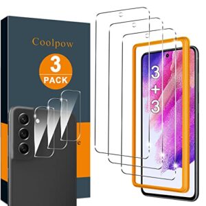 【 3+3 pack 】coolpow designed for samsung galaxy s21 fe 5g screen protector samsung s21 fe 5g screen protector tempered glass film, ultra hd, 9h hardness, scratch resistant.【 note: not for samsung s21 】