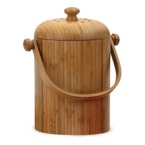 rsvp international bamboo kitchen compost and accessories collection, compost pail, 3.25 quart