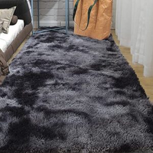 wxnzsl area rug for bedroom 2x4 fluffy shaggy rug,small fuzzy rug plush furry shag rug for living room boys/girls room - dark gray