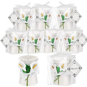 48 Pack Wedding Bridal Shower Favors Candles Wedding Calla Candles Calla Lily Style Candle Gift Boxed with Thanks Cards Return Gifts for Wedding Party Guests Keepsakes