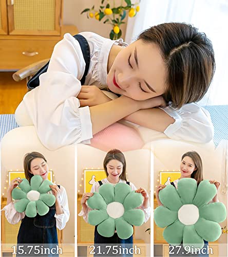 LRKOAYJGO Flower Pillow, Flower-Shaped Throw Pillow Butt Seating Cushion Flower Floor Pillow, Cute Decorative Plush Pillow for Chair Bed Sofa (Green, 14.9"