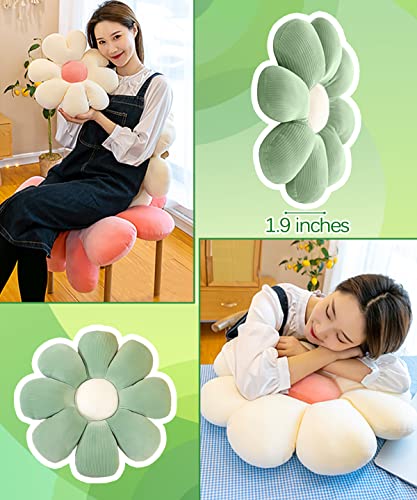 LRKOAYJGO Flower Pillow, Flower-Shaped Throw Pillow Butt Seating Cushion Flower Floor Pillow, Cute Decorative Plush Pillow for Chair Bed Sofa (Green, 14.9"