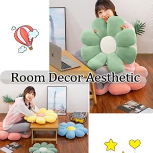 LRKOAYJGO Flower Pillow, Flower-Shaped Throw Pillow Butt Seating Cushion Flower Floor Pillow, Cute Decorative Plush Pillow for Chair Bed Sofa (Green, 14.9"