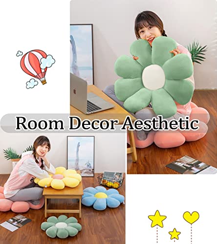 LRKOAYJGO Flower Pillow, Flower-Shaped Throw Pillow Butt Seating Cushion Flower Floor Pillow, Cute Decorative Plush Pillow for Chair Bed Sofa (Green, 14.9"