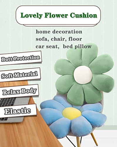 LRKOAYJGO Flower Pillow, Flower-Shaped Throw Pillow Butt Seating Cushion Flower Floor Pillow, Cute Decorative Plush Pillow for Chair Bed Sofa (Green, 14.9"