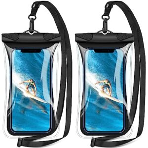 vuwwey waterproof phone pouch, [built-in pocket] floating ipx8 waterproof phone case with adjustable lanyard, underwater dry bag compatible with iphone 14 13 12 11 pro max and up to 6.9''- 2 pack
