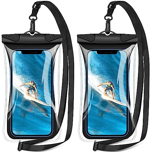 Vuwwey Waterproof Phone Pouch, [Built-in Pocket] Floating IPX8 Waterproof Phone Case with Adjustable Lanyard, Underwater Dry Bag Compatible with iPhone 14 13 12 11 Pro Max and Up to 6.9''- 2 Pack