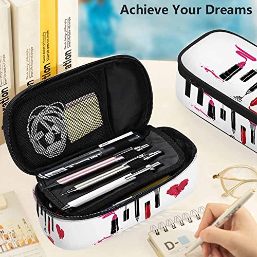 Yakuna Cosmetics Pencil Case Organizer Brush Lipstick Eyebrow Pencil Eyelash Brush Elegant Women Pen Bag High Capacity for Office Women Adult Teen Gift