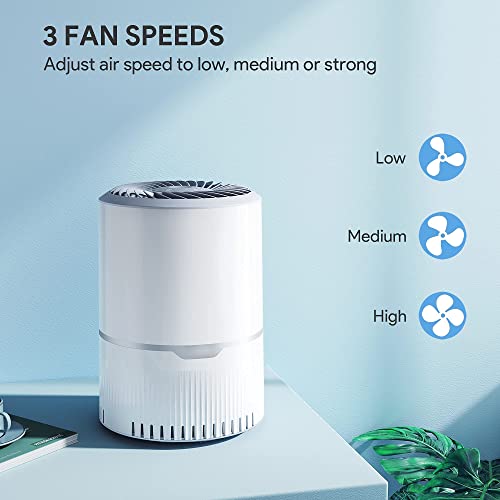 Air Purifier for Home Bedroom, H13 True HEPA Filter with 3 Stage Filtration, Speed Control, Sleep Mode, Remove 99.97% Dust Smoke Pollen Pet Dander