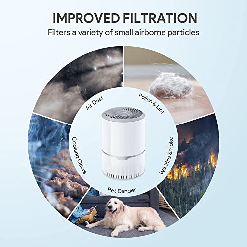 Air Purifier for Home Bedroom, H13 True HEPA Filter with 3 Stage Filtration, Speed Control, Sleep Mode, Remove 99.97% Dust Smoke Pollen Pet Dander