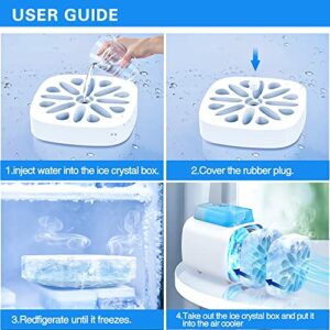 Portable Air Conditioners Fan, 2022 Newest Evaporative Air Cooler with Ice Trays Blue Atmosphere Light, USB Rechargeable Personal Air Conditioner Desktop Cooling Humidifier Fan for Room, Office, Desk, Nightst, Camping