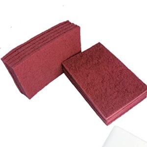 Tonmp 10 Pack 6" x 9" 400 Grit General Purpose Scuff Pads for Scuffing, Scouring, Sanding, Paint Primer Prep Adhesion Scratch - Surface Preparation Automotive Car Auto Body Woodworking (Red)