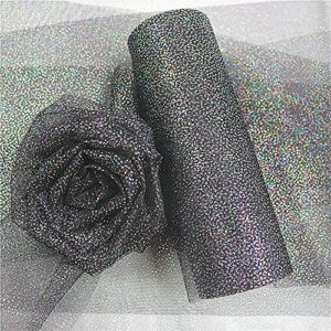 yuanchuan mirage glitter tulle rolls 6 inch x 10 yards (30 feet) for table runner chair sash bow pet tutu skirt sewing crafting fabric christmas wedding unicorn halloween party gift ribbon (black)