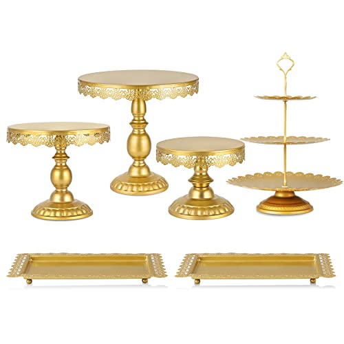 Gold Cake Stand Set Gold Metal Round Cupcake Stand for Wedding Birthday Party (8In/10In/12In)