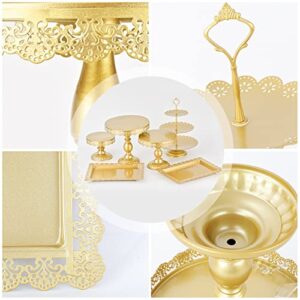 Gold Cake Stand Set Gold Metal Round Cupcake Stand for Wedding Birthday Party (8In/10In/12In)