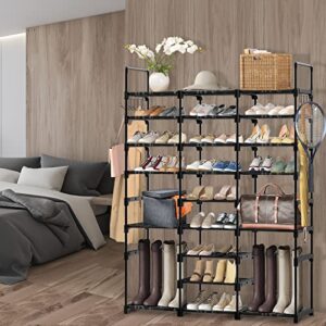 AILIXI 9 Tiers Shoe Rack Shoe Organizer, Metal Shoe Rack for Entryway, Large 50-55 Pairs Shoe Storage with Hooks, Multifunctional Shoe Organizer for Closet for Bedroom Cloakroom Hallway Garage