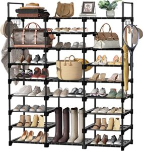 ailixi 9 tiers shoe rack shoe organizer, metal shoe rack for entryway, large 50-55 pairs shoe storage with hooks, multifunctional shoe organizer for closet for bedroom cloakroom hallway garage