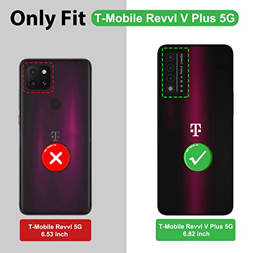 for T-Mobile Revvl V Plus 5G Case with HD Screen Protector with Slide Camera Cover, Atump 360° Rotation Ring Kickstand [Military Grade] Protective Case for T-Mobile Revvl V Plus 5G,Black