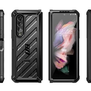 SUPCASE Unicorn Beetle Case for Galaxy Z Fold 3 5G (2021), Rugged Belt Clip Shockproof Protective Case with Built-in Screen Protector & Kickstand (Black)