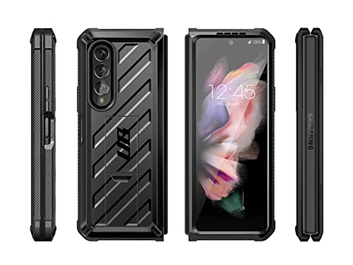 SUPCASE Unicorn Beetle Case for Galaxy Z Fold 3 5G (2021), Rugged Belt Clip Shockproof Protective Case with Built-in Screen Protector & Kickstand (Black)