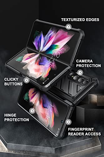 SUPCASE Unicorn Beetle Case for Galaxy Z Fold 3 5G (2021), Rugged Belt Clip Shockproof Protective Case with Built-in Screen Protector & Kickstand (Black)