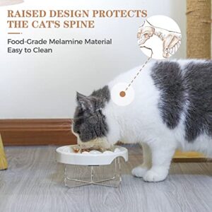 MSBC Raised Cat Slow Feeder Bowl with Acrylic Stand, Elevated Melamine Slow Feed Cat Dish, Non-Slip Pet Puzzle Feeder for Slow Healthy Eating, Anti-Choking Prevents Obesity Pet Bowl for Kitty, Kitten