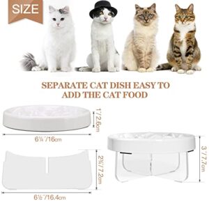 MSBC Raised Cat Slow Feeder Bowl with Acrylic Stand, Elevated Melamine Slow Feed Cat Dish, Non-Slip Pet Puzzle Feeder for Slow Healthy Eating, Anti-Choking Prevents Obesity Pet Bowl for Kitty, Kitten