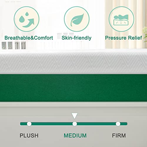 mintgreen Full Size Mattress 8 Inch Ge Memory Foam Mattress in a Box, Premium Bed Mattress with Breathable Soft Cover - Medium Firm Feel-Ventilated Design & CertiPUR-US Certified Foam Full Mattress