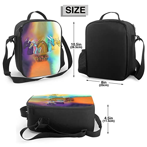 HelloMars Insulated Lunch Bag Fire_Dragon_Wings Lunch Bag for Women Men Pinic Office Portable Lunch Bento Box