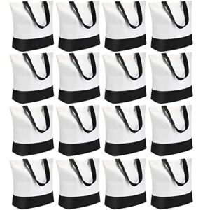 16 pack canvas tote bags set large cotton tote with handle women kitchen grocery tote for beach shopping holiday diy crafts ()