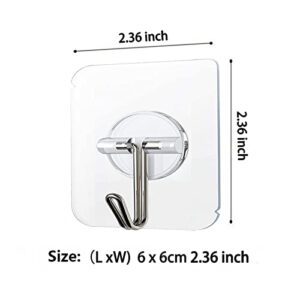 COLOGO 100 Pack Adhesive Hooks 24lb(Max) Heavy Duty Self Adhesive Hooks, Transparent Reusable Seamless Adhesive Wall Hooks for Kitchens, Bathroom, Office