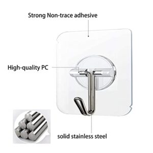 COLOGO 100 Pack Adhesive Hooks 24lb(Max) Heavy Duty Self Adhesive Hooks, Transparent Reusable Seamless Adhesive Wall Hooks for Kitchens, Bathroom, Office