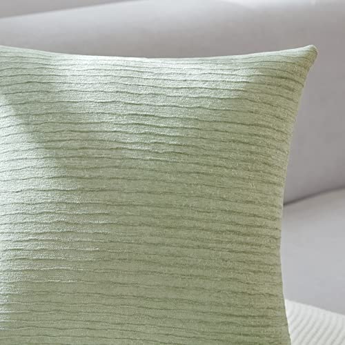 WLNUI Sage Green Pillow Covers 18x18 Inch Set of 2 Luxurious Chenille Decorative Throw Pillow Covers for Couch Sofa Bed Living Room Farmhouse Decorations